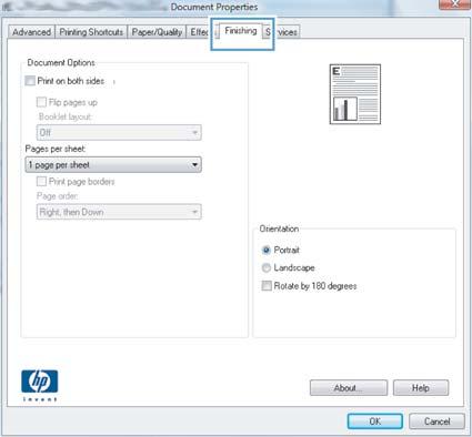 3. Clickthe tabs in the print driver to configure the available options.