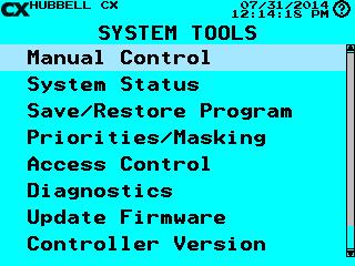 SYSTEM STATUS This feature is useful in determining if various control features are working as expected.