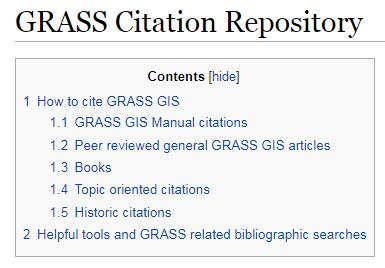 to cite versions of GRASS GIS in