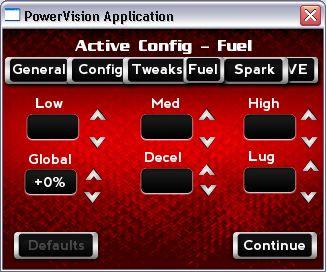 CHAPTER 4 Power Vision Menus 7 Touch VE. Use the VE (Volumetric Efficiency) tab to set the VE adjustment.