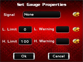WORKING WITH POWER VISION Power Vision Menus To Create Gauge Limits and Visual Warnings 1 Touch Datalog >Gauges.