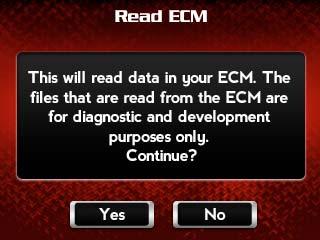 WORKING WITH POWER VISION Power Vision Menus To Read ECM Read ECM is for development purposes only and should only be selected when instructed