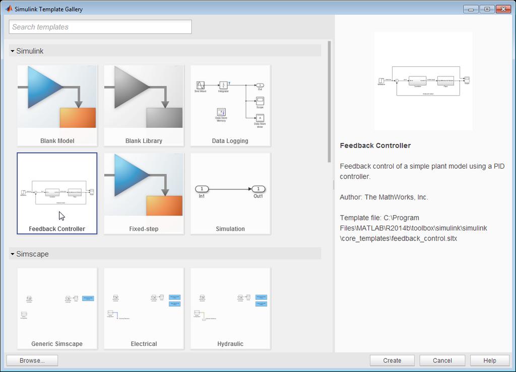 Design Simulink Model Templates Build models using design patterns that serve as starting points to solve common problems Use shipped templates to get started with building models or create custom