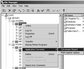 Select a CPU Environment Folder (PLC Folder or CPU Folder) and select Tool Conversion Wizard.
