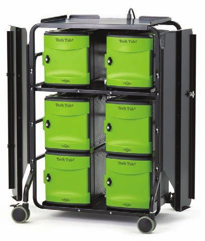 Premium Cart Holds 24 devices and the tubs break apart using clips (FTT624) Side clips allow you to connect multiple tubs together and easily break apart