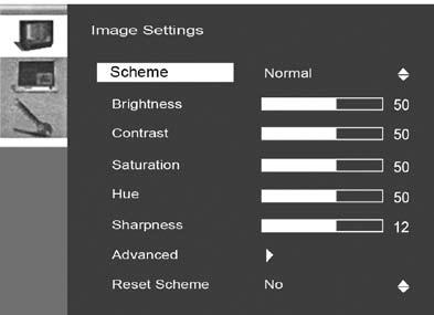 Adjust the Image Settings In the Image Settings Screen, you can adjust Brightness, Contrast, Sharpness, as well as more Advanced Settings like Noise Reduction and Flesh Tone.