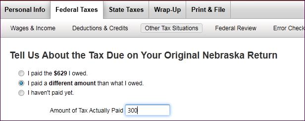 federal return and click Continue.