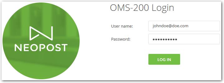 2 User Interface 2.1 Login To log into OMS-200: 1. Run the application by clicking on the OMS-200 shortcut icon on your desktop. 2. Enter your credentials (given to you by the administrator) in the Log in screen.