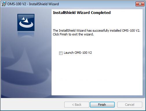 OMS-100 User Manual The InstallShield Wizard will now install the software on the computer. The state of the installation process is displayed in a progress bar.
