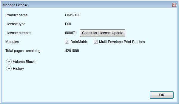 Figure 56: New license status The Manage License window will now display as follows: Figure 57: Updated license information The