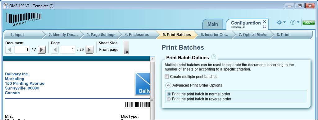 Vol. 3 Operating 3.6 Step 5 - Print Batches Print batches are only available if the Multi-Envelope Print Batches module has been activated.
