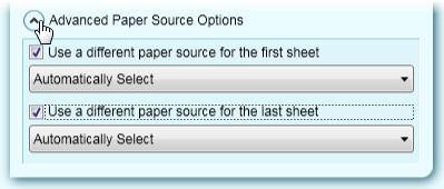 OMS-100 User Manual Advanced Paper Source Options By clicking on the Advanced Paper Source Options button some more options are displayed.