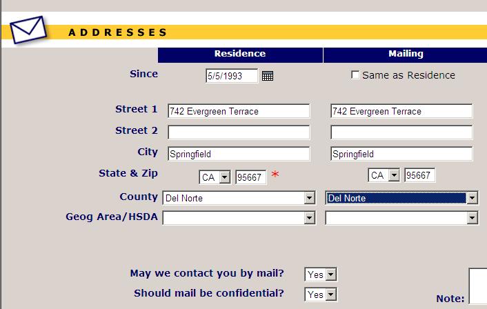 Note on Mailing Address If the client has indicated that they may be contacted by mail, please select yes in the drop down