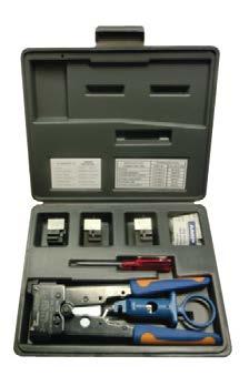 Pro-installer s modular plug hand tool Ratchet control provides complete termination cycle Sold with and without die sets Interchangeable die sets accommodate all plug sizes Die set to modular plug