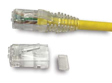 CAT 6A and CAT 6, unshielded, 8-position plug (MP-6AU- -) Each kit includes: - Modular plug assembly - Wire manager Cat 6A and Cat 6 performance achievable depending upon cable and installation