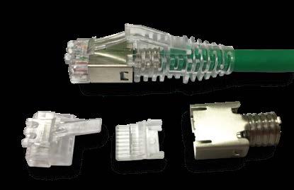 CAT 5E, shielded EMT, 8-position plug (MP-5EMT-_-_) Each kit includes: - () Modular plug assembly - () Wire holder - () Strain relief Use appropriate-sized slim-line modular plug boot (ordered