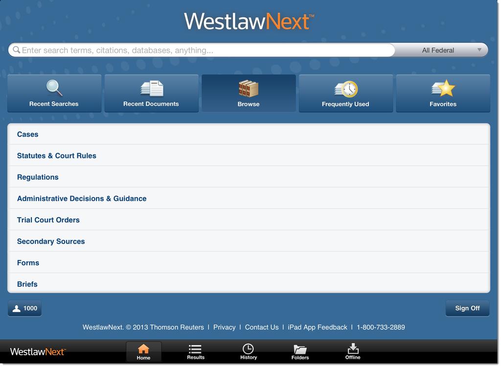 Using the WestlawNext ipad pp WestlawNext is available as an ipad app and is free for existing WestlawNext users.