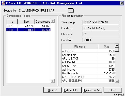 11 Disk Management Tool 1MRS751258-MUM 11.2.4 Archive Dialog The Archive dialog box handles archives created and updated by the Execution part.
