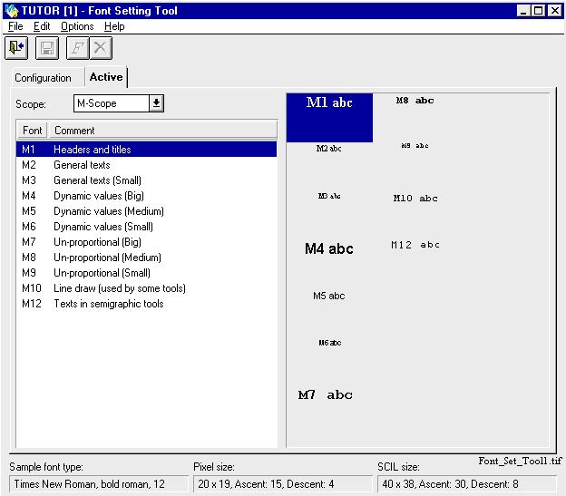 1MRS751258-MUM 5 Configuring User Interface monitor. All the M- and U-scope fonts that are defined for the monitor are shown (max. 20 of each).