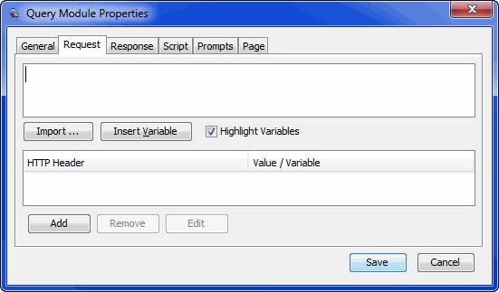 Query Module Properties Options Description XML Web Service POST Contains a text area and an HTTP Header area: Text Area: You add XML code and embed IVR variables.