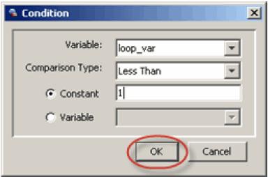 IVR Examples Creating an IVR Script 5 From the Variable drop-down list select the variable that should be checked: loop_var.