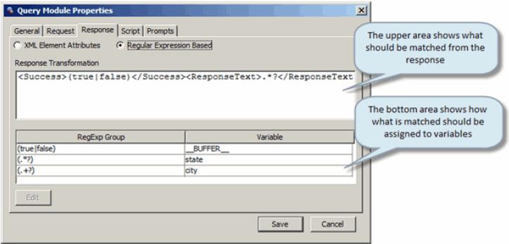 IVR Examples Creating an IVR Script with XML Web Service Query 6 Once the Regex tool is matching the data you want, assign the regular expressions to variables in the Response tab (bottom area).