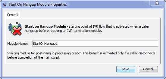 Variable: Specify the contact, system, IVR, or call variable to use for the error code that is returned to the parent script. Dispositions tab See the description in IVR Modules.