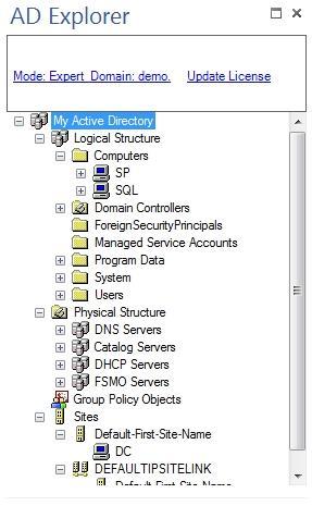 NetDoc AD Explorer After a successful login, you should see a tree-view which represents your Active Directory. OUs and elements can be expanded and collapsed with a simple click of the mouse.