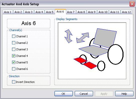 In this example, Axis 6 is the axis that is being set-up.