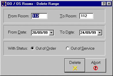 Suite 7 Rooms Management Manual The OO/OS Rooms Delete Range dialog box appears. 3.