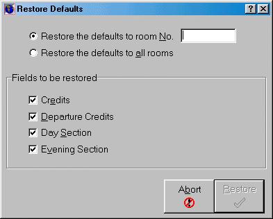 Suite 7 Rooms Management Manual When room properties, such as the number of credits assigned, have been changed, you may wish to reset the values to the default.