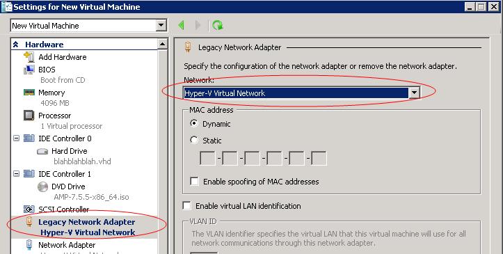 Figure 3: Add a Legacy Network Adapter 4. Click OK.