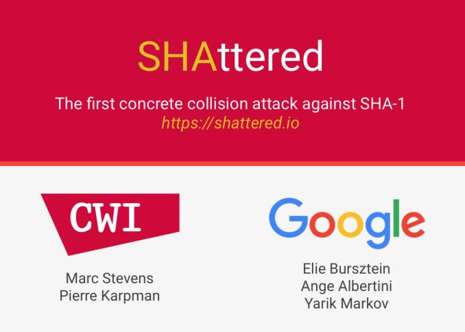 SHA-1 Attack SHAttered Attack https://shattered.io http://bit.