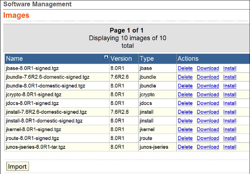 Software Manager Software Manager enables users to effectively control the deployment and installation of Junos OS images (bundles, packages, patches) to multiple devices from one central place.