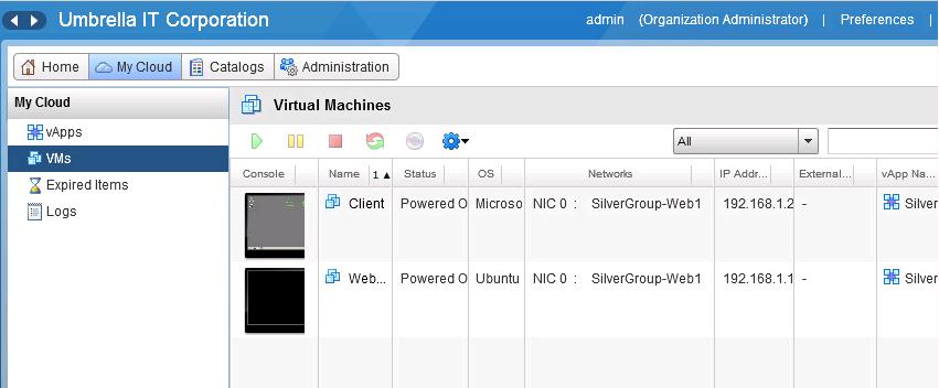 Verify SilverGroup-Web-vApp VM's Networking details The vapp deployed for Silver Group consists of a web server