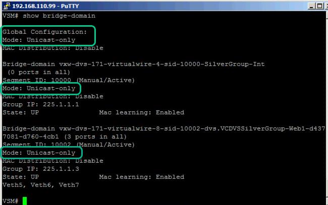 Verify Enhanced VXLAN capability on Nexus 1000V Verify Multicast-less, i.e Enhanced VXLAN configuration for logical networks in Nexus 1000V.