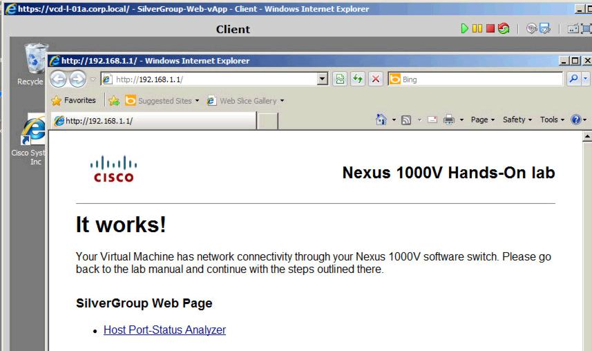 Access Web Page from Client VM On Client VM, access the web page