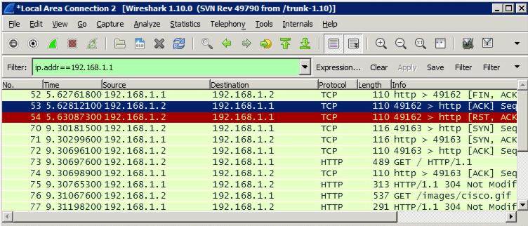 View captured traffic Navigate to the Wireshark VM RDP session and the traffic that is captured by Wireshark. The IP addresses correspond to that of the Client(192.168.