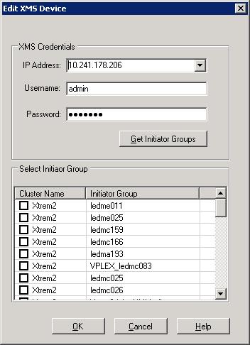 Configuration Figure 22 Edit XMS device 4. Edit the XMS credentials. 5. Click Get Initiator Groups to validate the XMS credentials and list the initiator groups. 6.