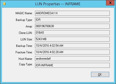 Recoveries Figure 38 Symmetrix VMAX LUN properties 4. From the Clone LUN field, note the value. 5. Create a device file, which is a.