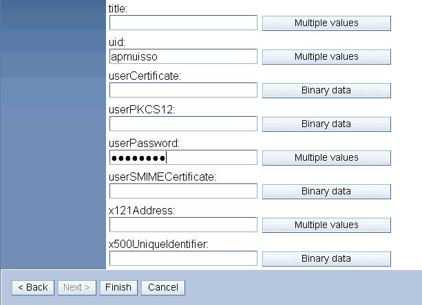 For optional properties, set uid to user_name and set the user password that