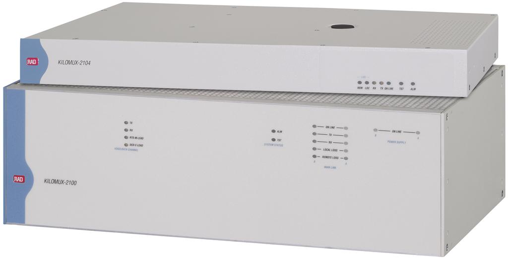 Data Sheet Kilomux-2100/2104 Data, Voice, Fax and LAN Integrating Modular Multiplexer Maximized utilization of main-link bandwidth and high-quality low bit rate voice Fractional E1/T1, switched or