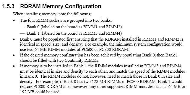 Figure 10 RDRAM memory configuration for D850GB Is the dell