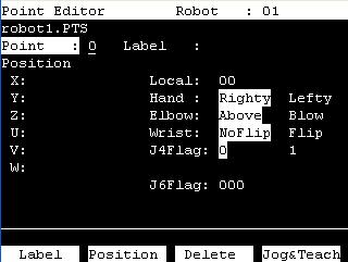 Operation 2. TEACH Mode 2.7 Point Editor This section describes settings in the [Point Editor] screen. (1) Press the <F6> key in the [Jog & Teach] screen. The following screen appears.