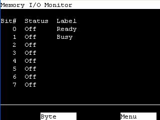 Operation 3. AUTO Mode 3.2 I/O Monitor This screen displays the bit status of I/O. In the [Main Menu] screen, move the cursor to [1 I/O Monitor], and press the <OK> key.