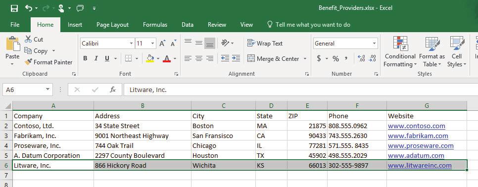 Click the Close button on the Benefit_Providers tab to close the table. Troubleshooting If you don t close this table, you will not be able to edit the data in the spreadsheet.