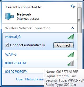 Chapter 5 Connect to a Wireless Network Manual Setup You can also connect to the AirStation without installing Client Manager V or Client Manager 3 by using the utility built-in to Windows.