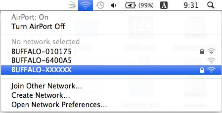 Chapter 5 Connect to a Wireless Network Mac OS X (AirPort) Use AirPort in the Mac OS X to connect to the AirStation.