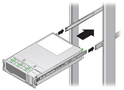 Installing a ZS4-4 or ZS3-4 onto the Rack Slide Rails Caution - When inserting the controller into the slide rail, ensure that both the top and bottom mounting lips of the mounting brackets are