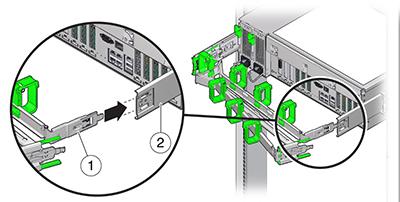 Installing a ZS4-4 or ZS3-4 Cable Management Arm Caution - Verify that the controller is securely mounted in the rack and that the slide-rail locks are engaged with the mounting brackets before